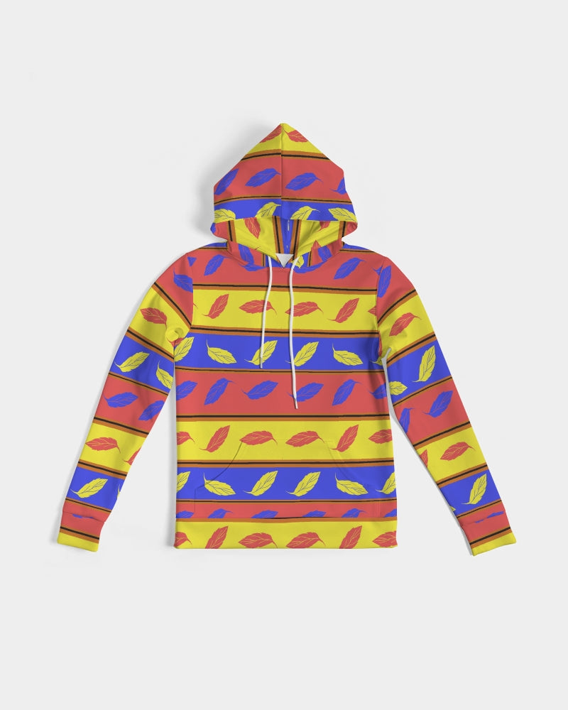 Red Yellow and Blue Leaf Stripes Women's Hoodie