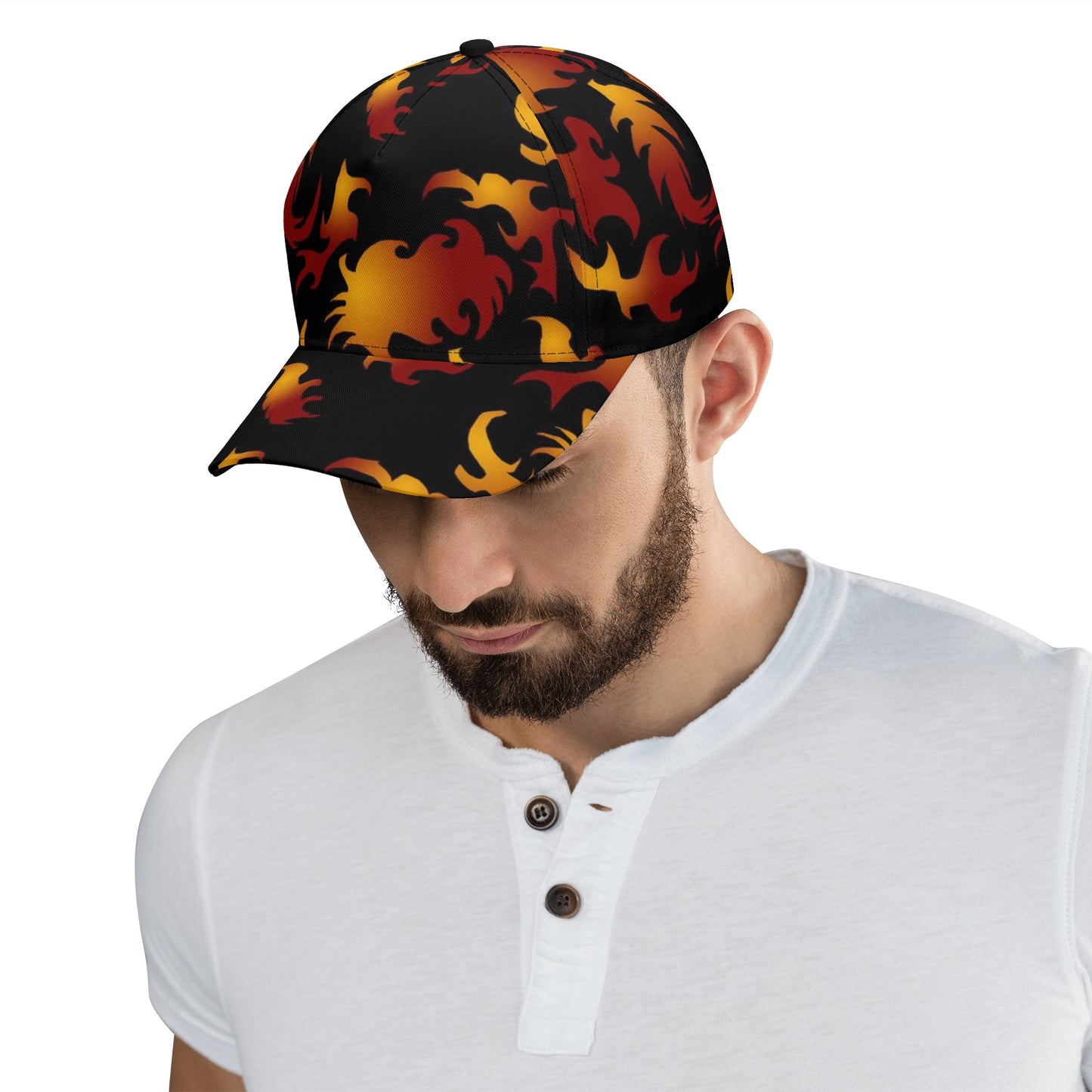 Abstract Flames Pattern All Over Printing Baseball Caps