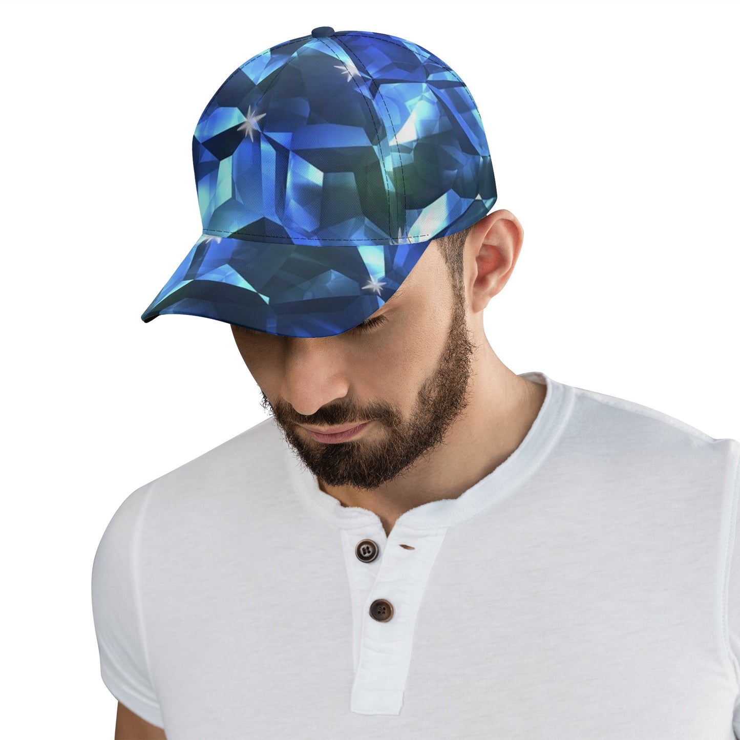 Blue Crystal Pattern All Over Printing Baseball Caps