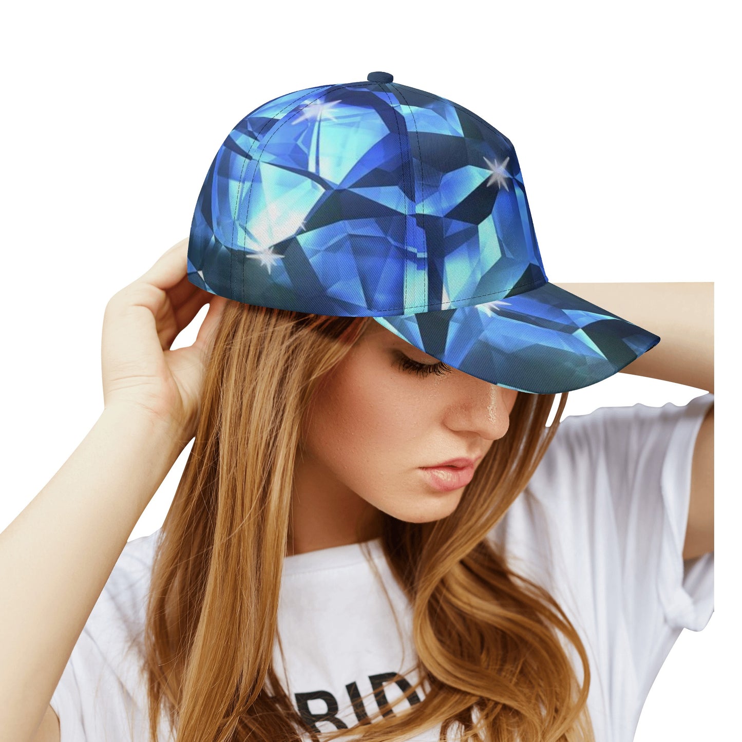 Blue Crystal Pattern All Over Printing Baseball Caps