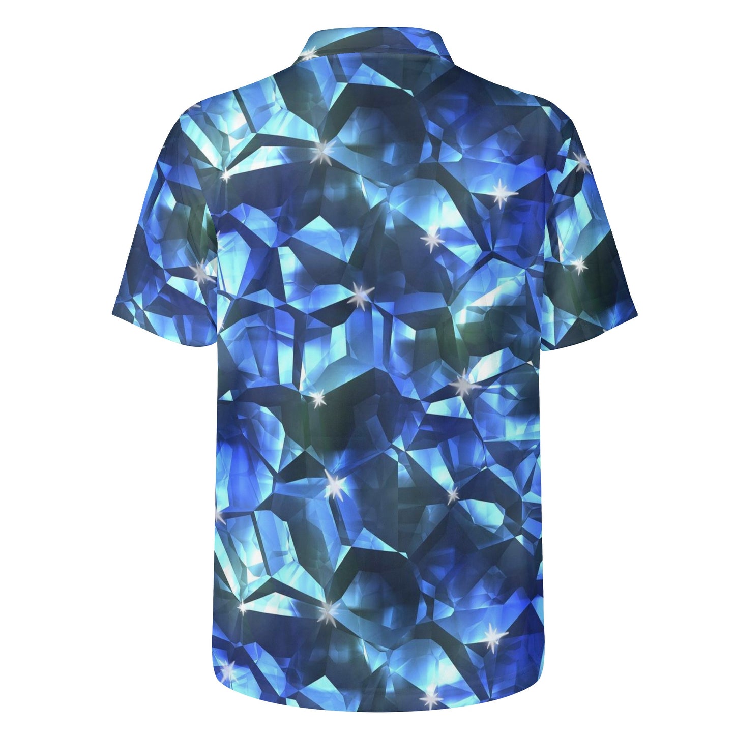 Blue Crystal Pattern Mens All Over Print Polo Shirt