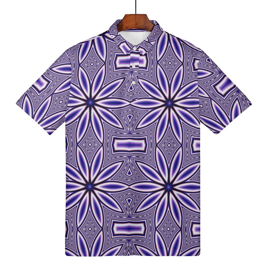 Blue Flower Kaleidoscope Womens All Over Print Polo Shirt
