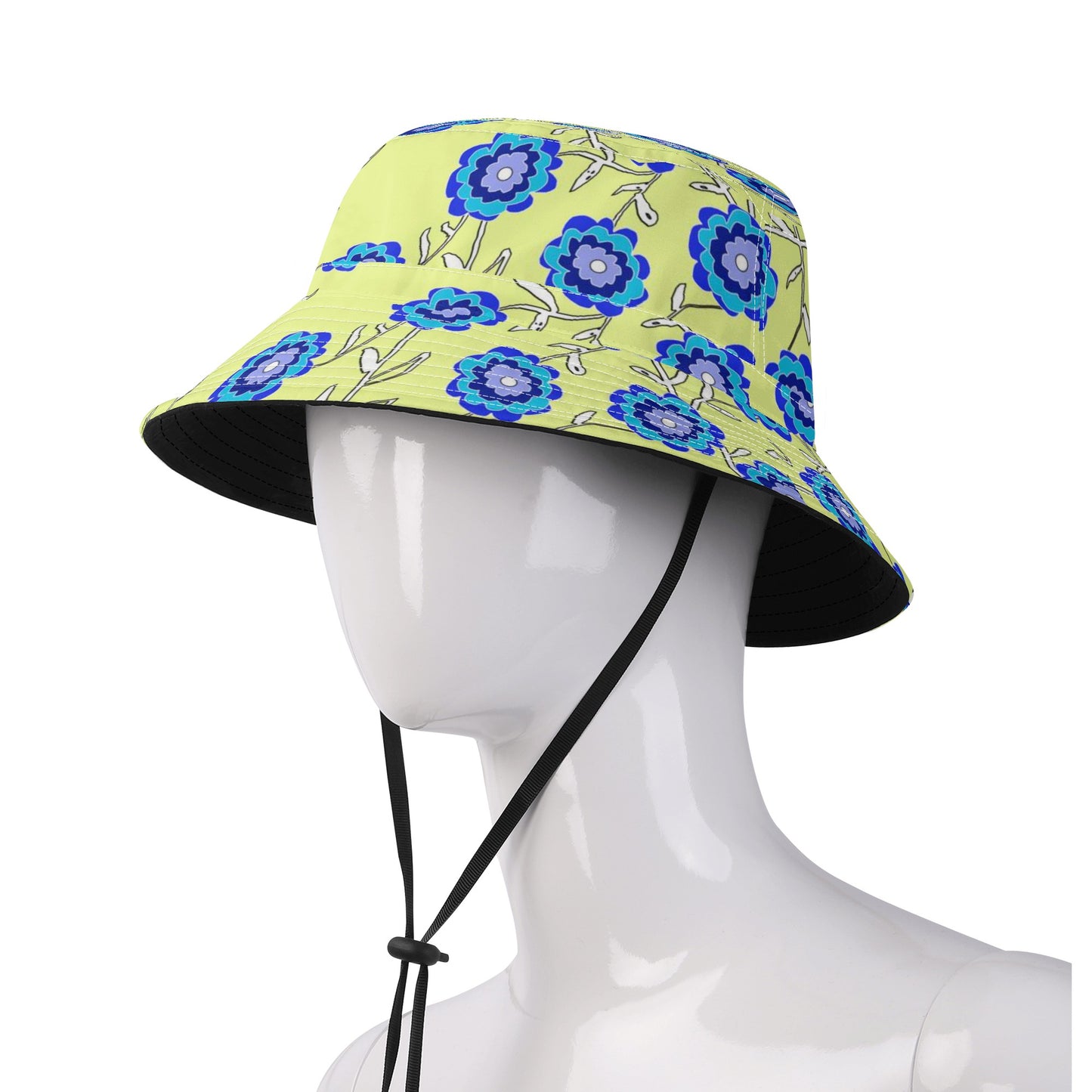 Blue Flowers On Yellow Fishermans Hat