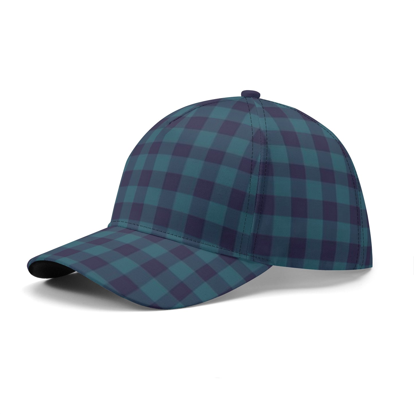 Blue Gingham All Over Printing Baseball Caps