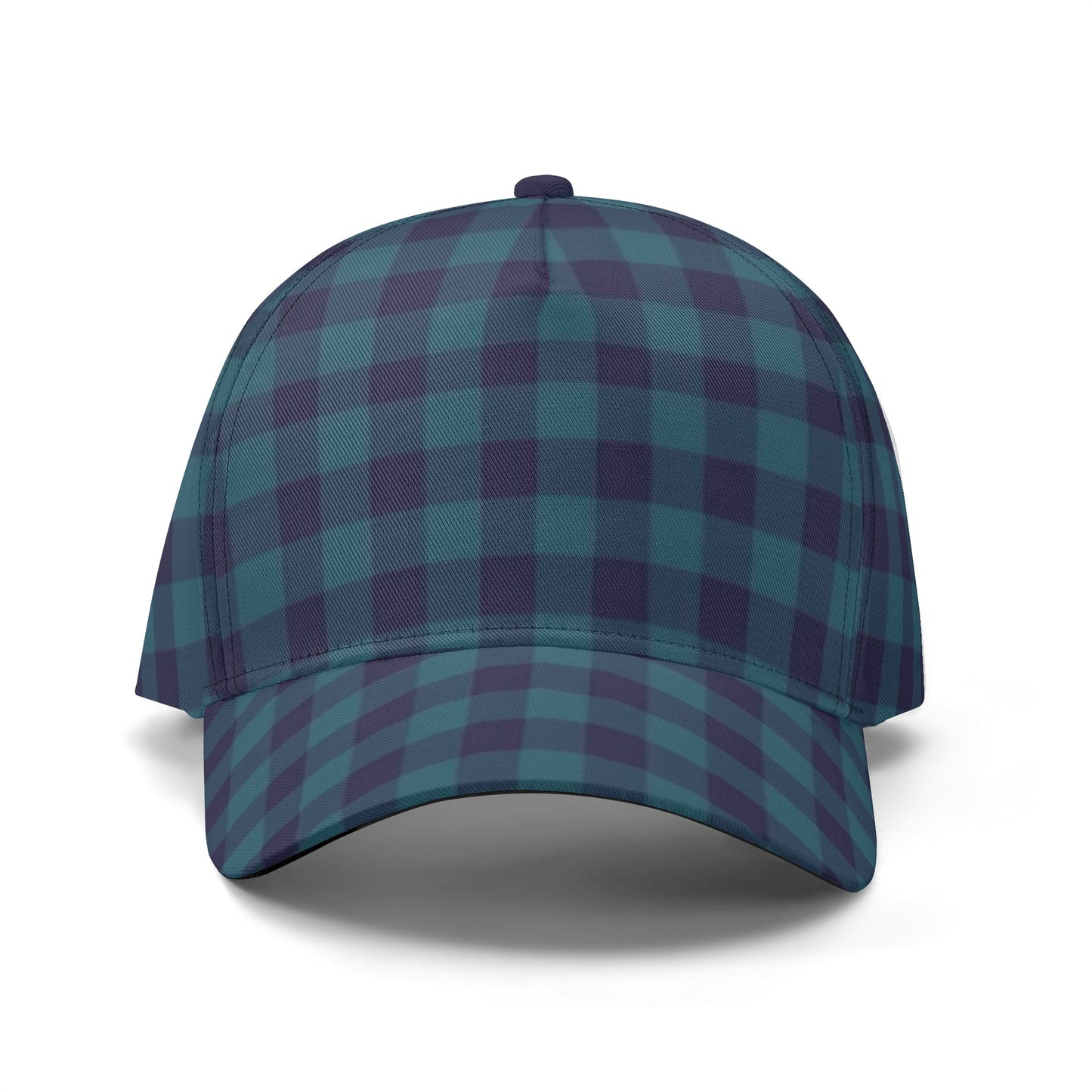 Blue Gingham All Over Printing Baseball Caps