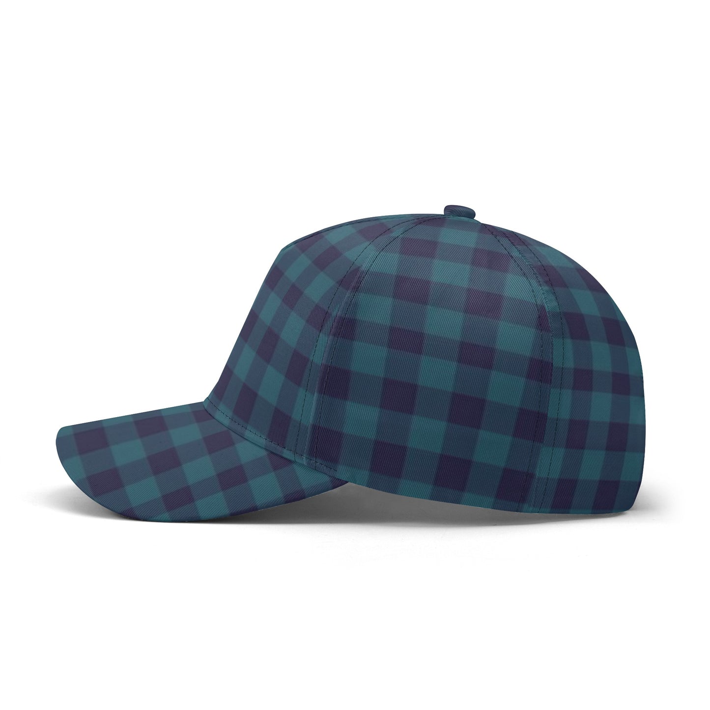 Blue Gingham All Over Printing Baseball Caps