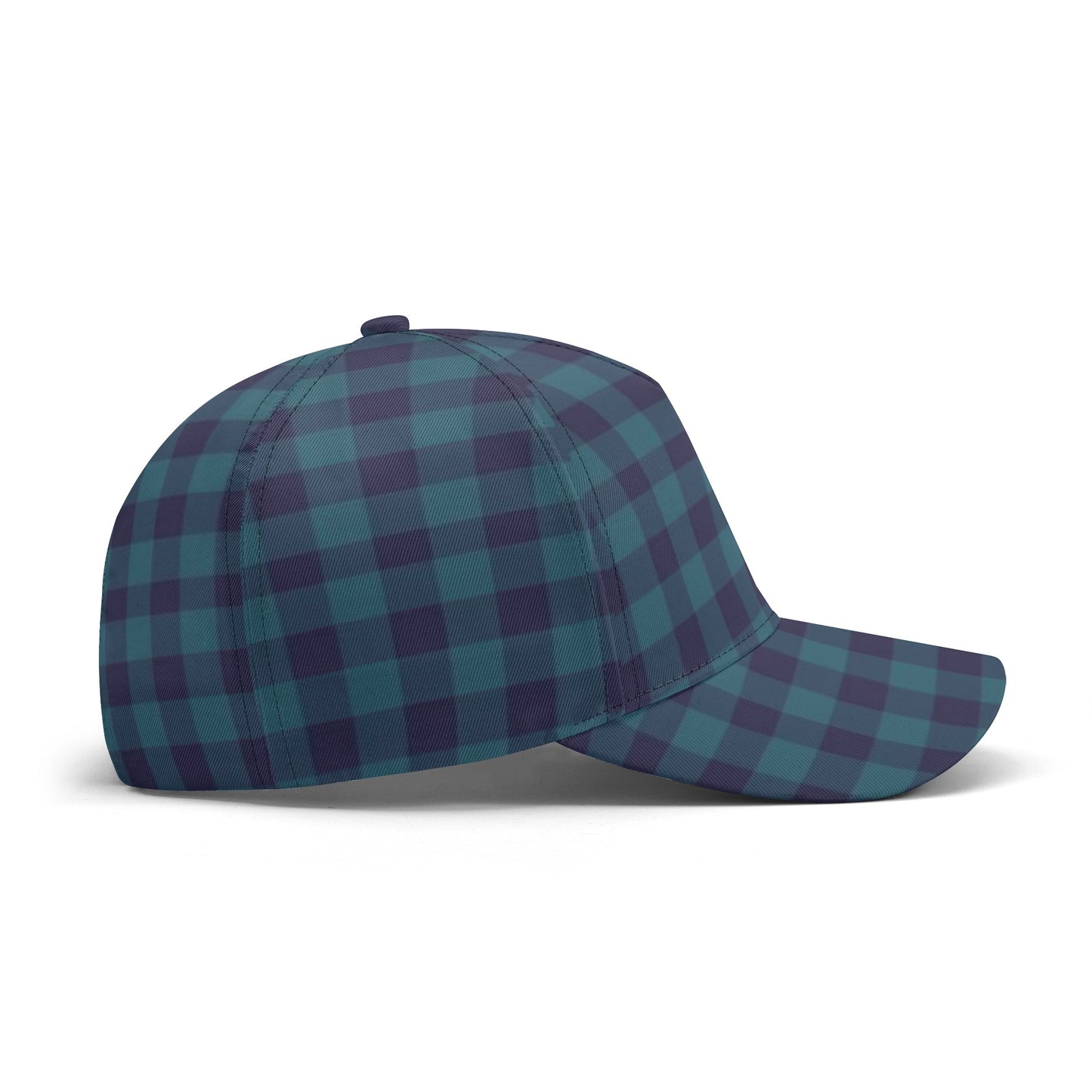 Blue Gingham All Over Printing Baseball Caps