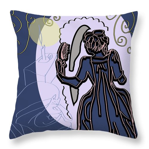 1700s Woman With a Brush - Throw Pillow