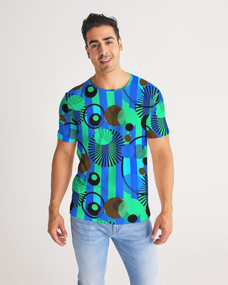 Blue Green Stripes and Dots Men's Tee