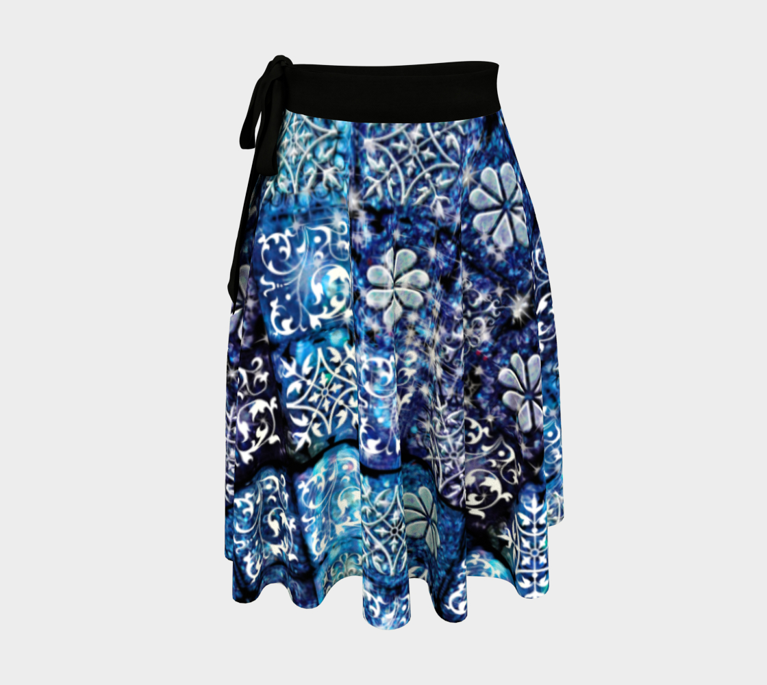 Blue Ice Crystals Wrap Skirt