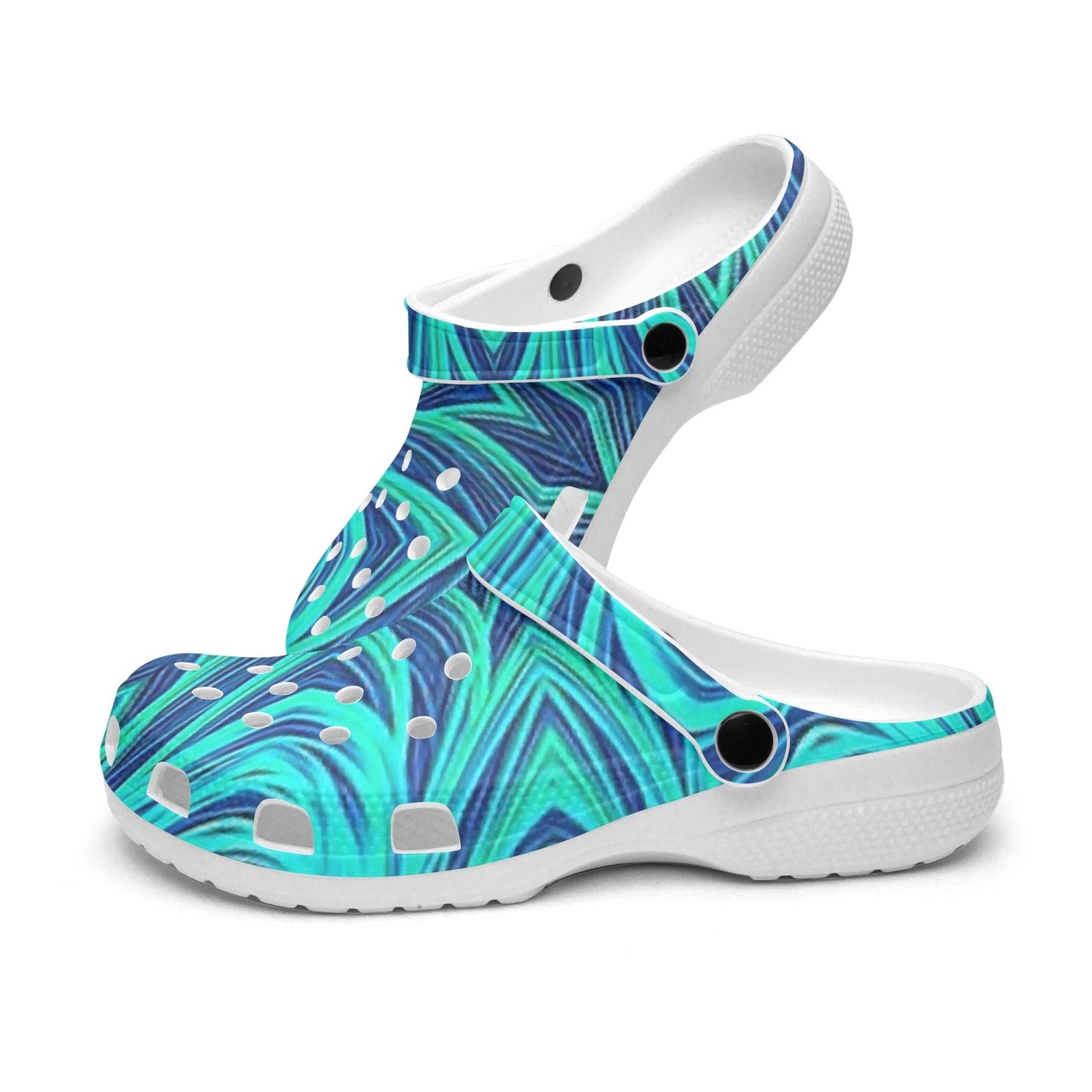 Blue Ice Fractal Kaleidoscope 413. All Over Printed Clogs