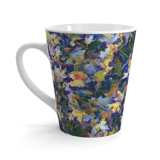 Late October Leaves In Blue Latte mug