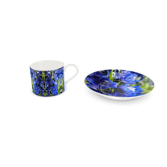 Blue Delphinium Cup and Saucer