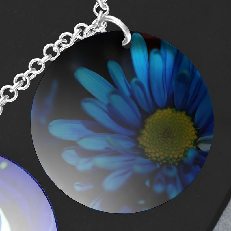 Blue Flowers Triple Pendant Necklace