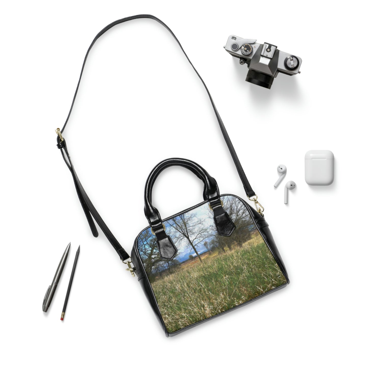 Spring Prairie Grass Landscape Shoulder Handbag