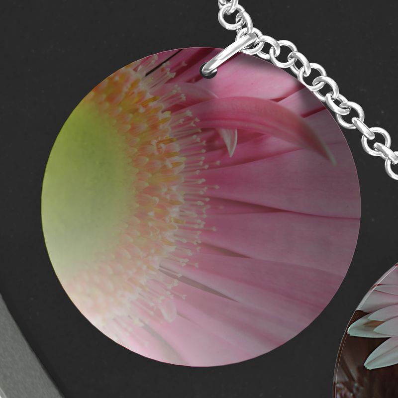 Pink Daisies Triple Pendant Necklace