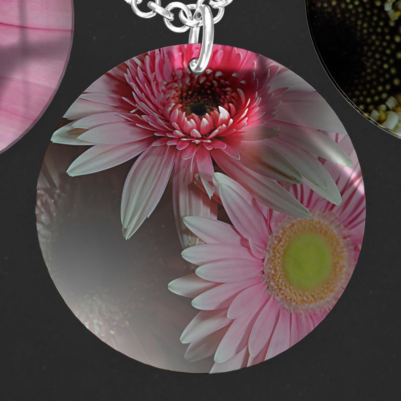 Pink Daisies Triple Pendant Necklace