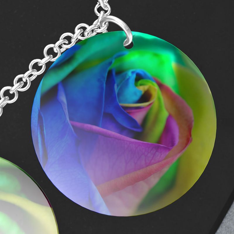 Rainbow Roses Triple Pendant Necklace