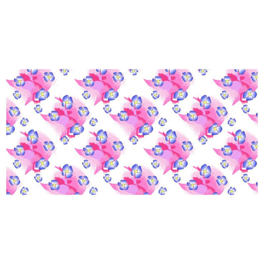 Blue Flowers on Pink Fabric