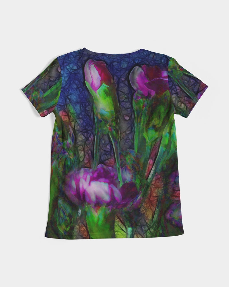 Abstract Pink Carnations Women's V-Neck Tee