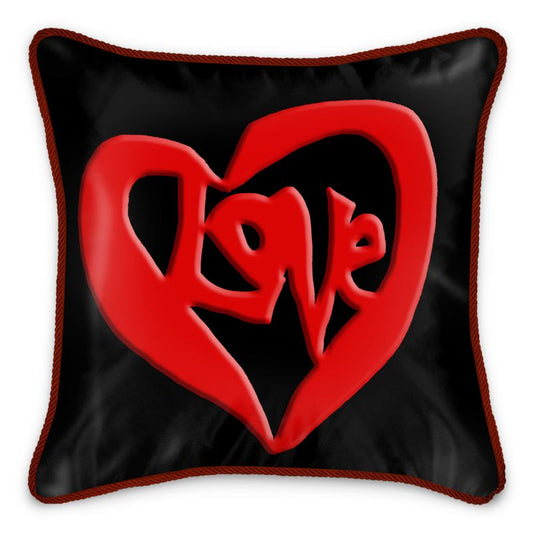Love Text In Valentine Heart Silk Cushion