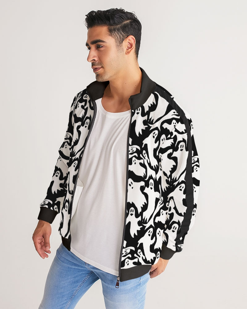 Ghosts Pattern Men's Stripe-Sleeve Track Jacket