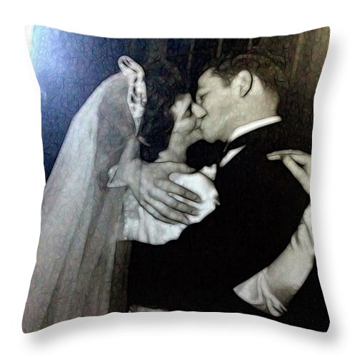 1940s Wedding Kiss - Throw Pillow