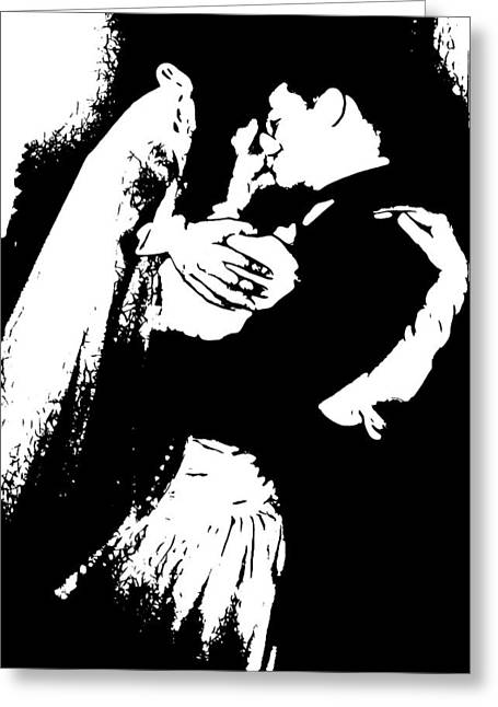 1940s Wedding Kiss Two Tone - Greeting Card
