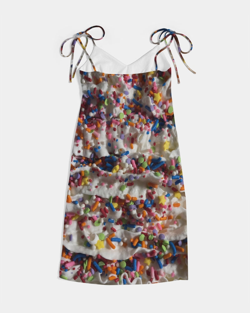 Rainbow Sprinkles On Whipped Cream Women's Tie Strap Split Dress
