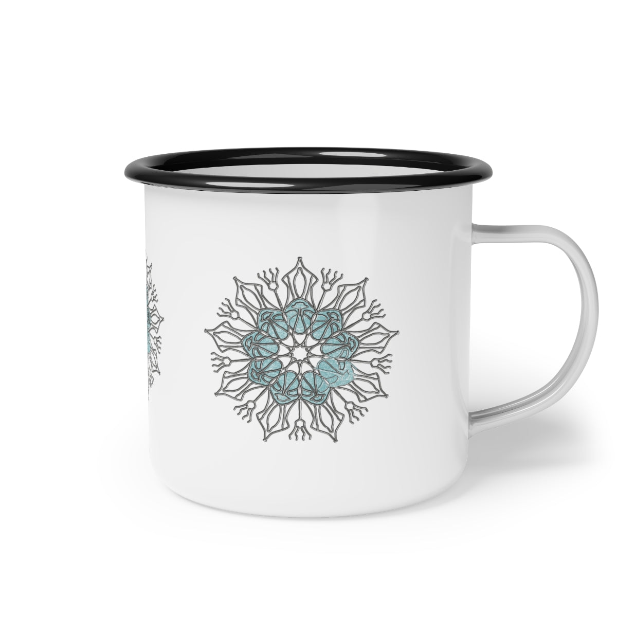 Blue and Silver Snowflake Enamel Camp Cup