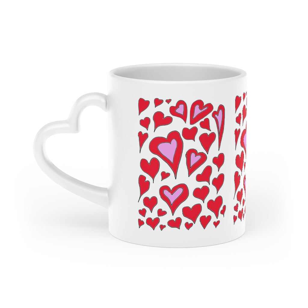 Hearts Drawing Heart-Shaped Mug