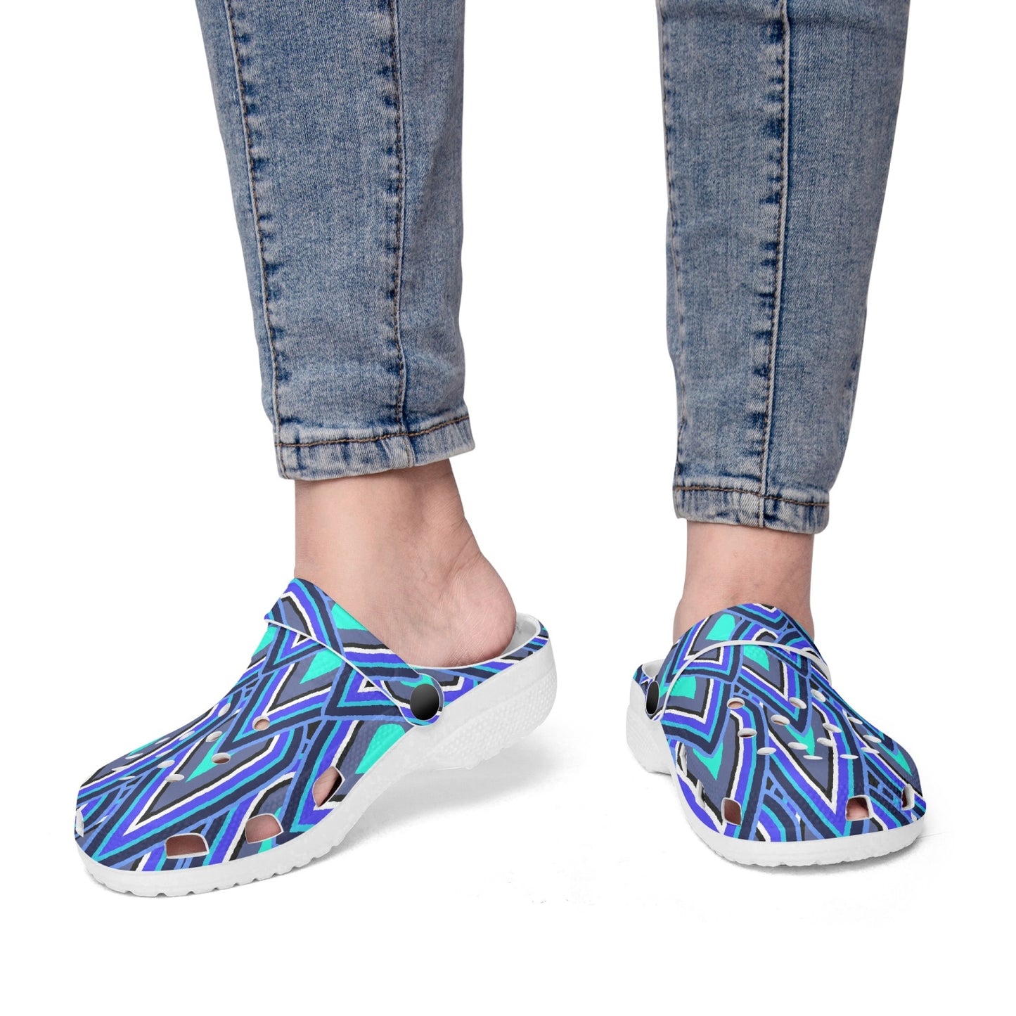 Teardrops In Blue 413. All Over Printed Clogs