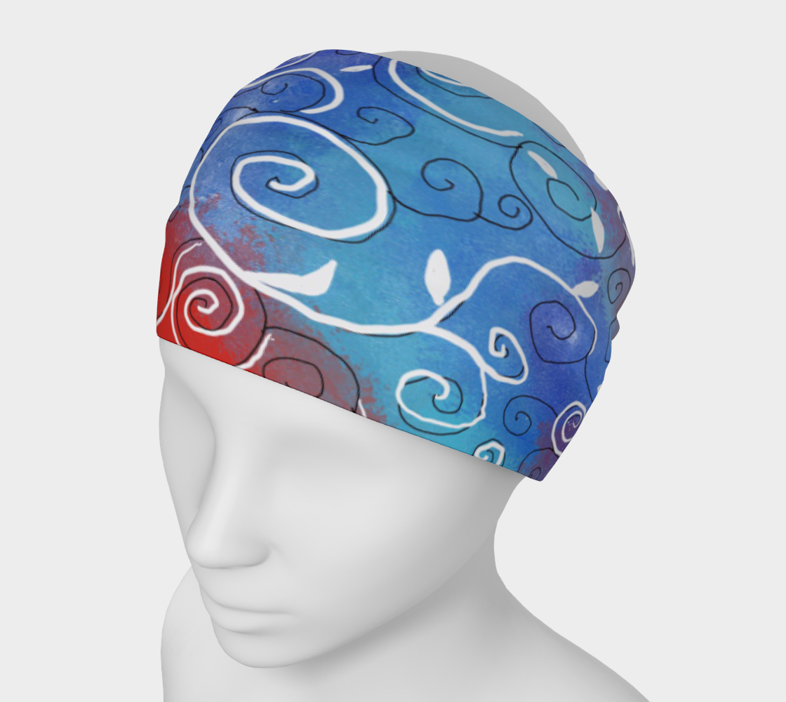 Blue and White Swirls Headband