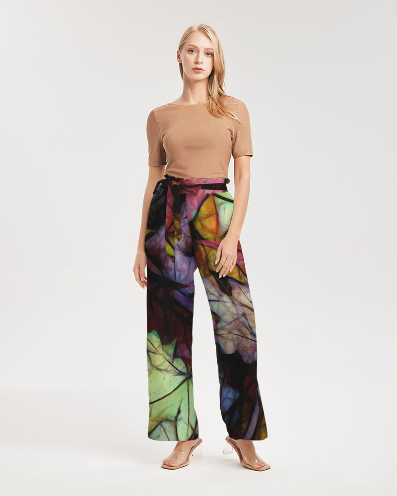 Fall Leaves Abstract Women's High-Rise Wide Leg Pants