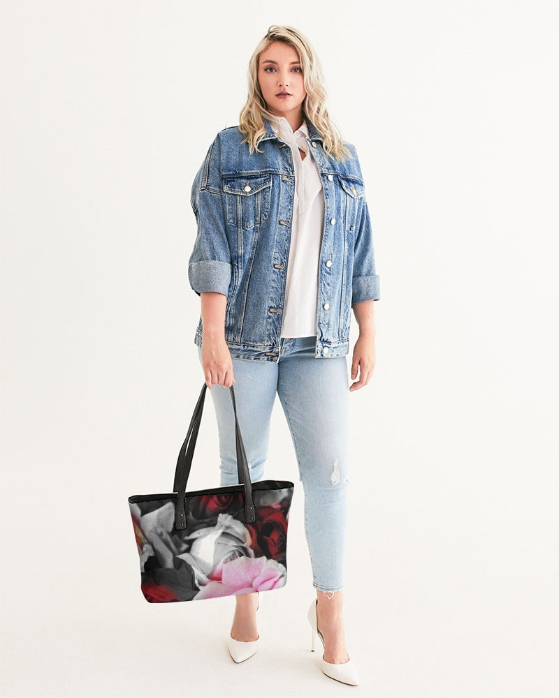 Black and White Roses Fade Stylish Tote