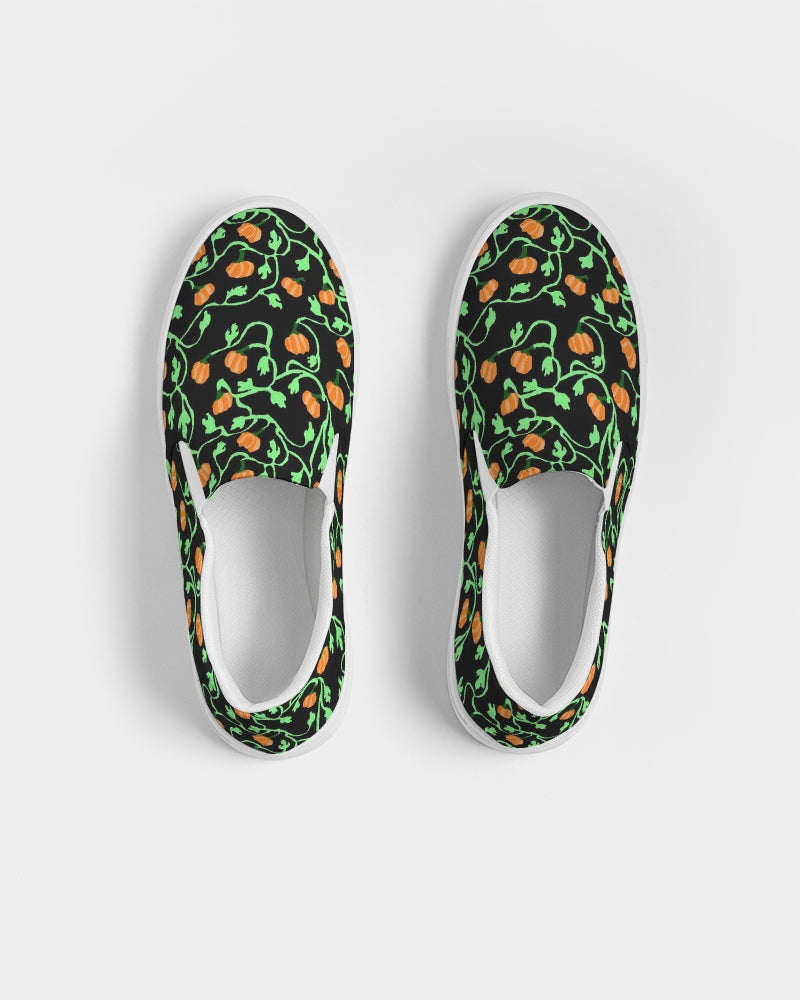 Pumpkin and Vines Patttern Women's Slip-On Canvas Shoe