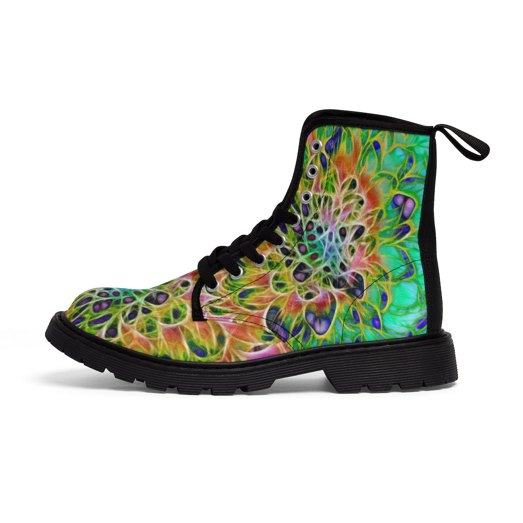 Abstract Chrysanthemum Women's Canvas Boots