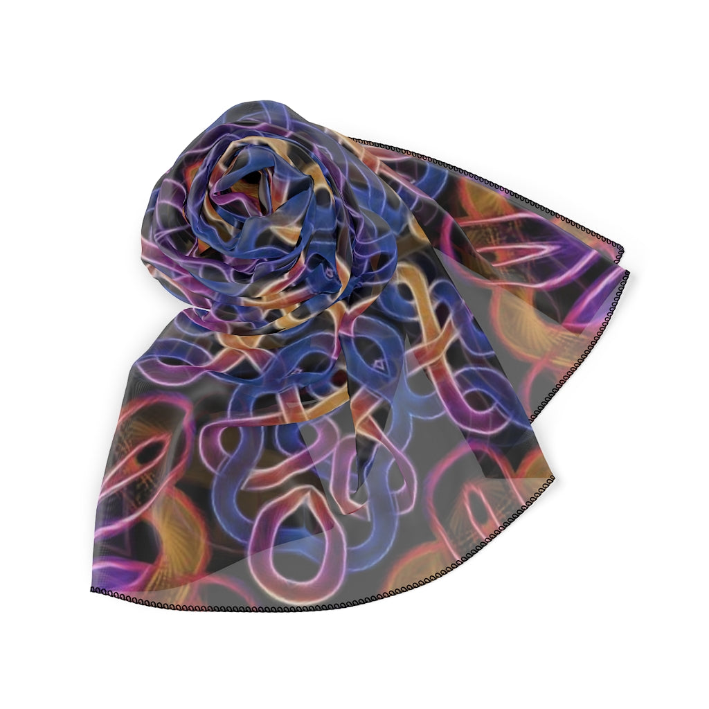 Blue Gold Celtic Kaleidoscope Poly Scarf