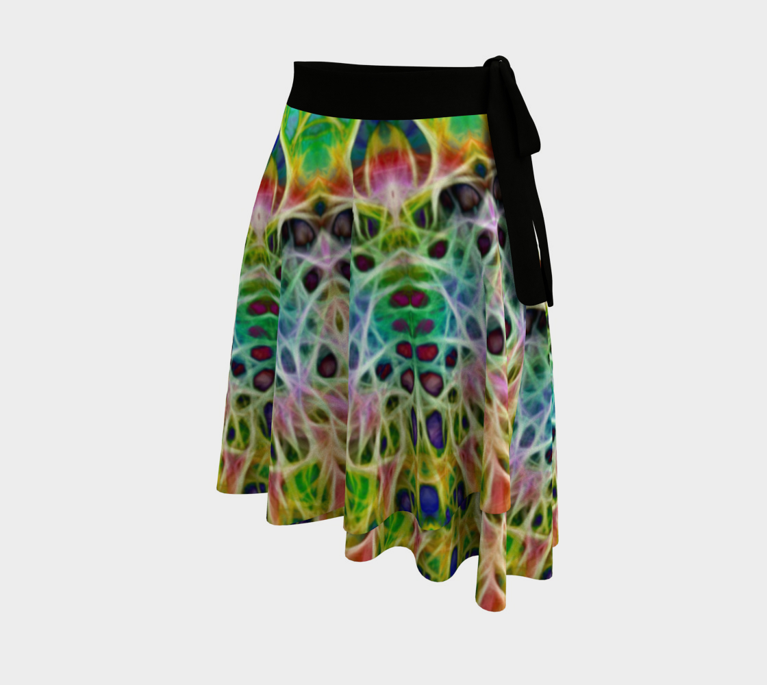 Green Multi Color Abstract Wrap Skirt