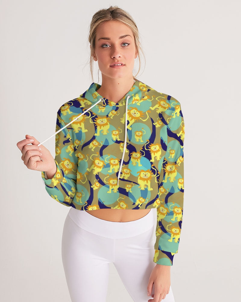 Lion Pattern Women's Cropped Hoodie