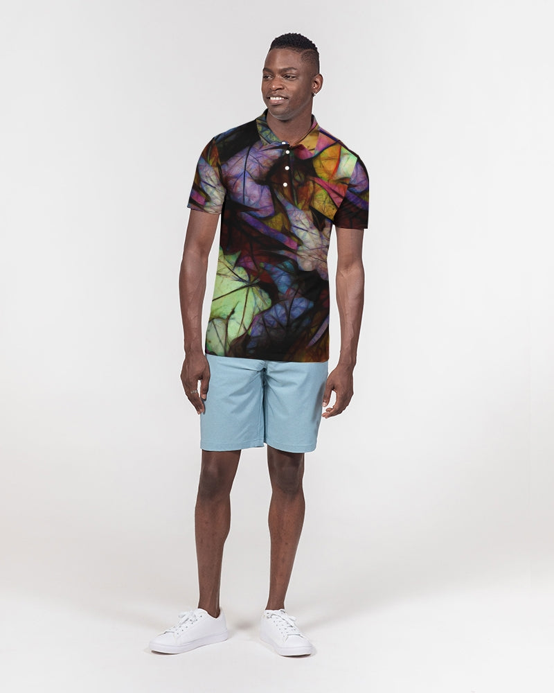Fall Leaves Abstract Men's Slim Fit Short Sleeve Polo