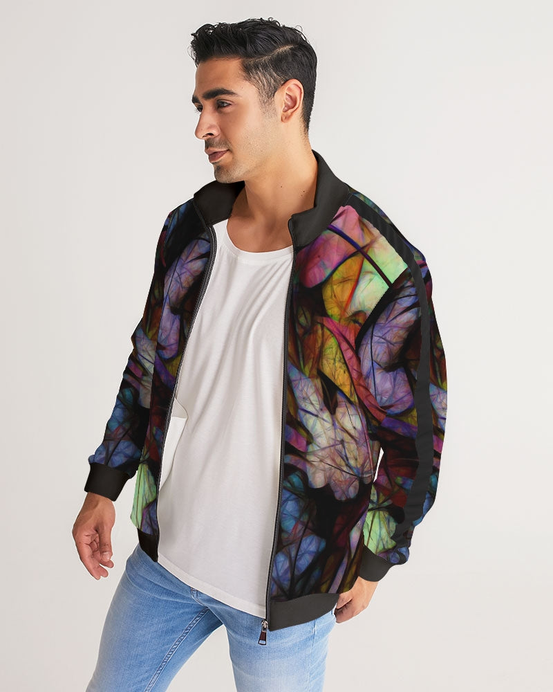 Fall Leaves Abstract Men's Stripe-Sleeve Track Jacket