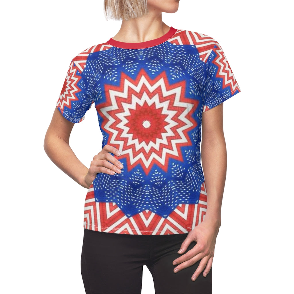 Stars and Stripes Pattern Women's AOP Cut & Sew Tee