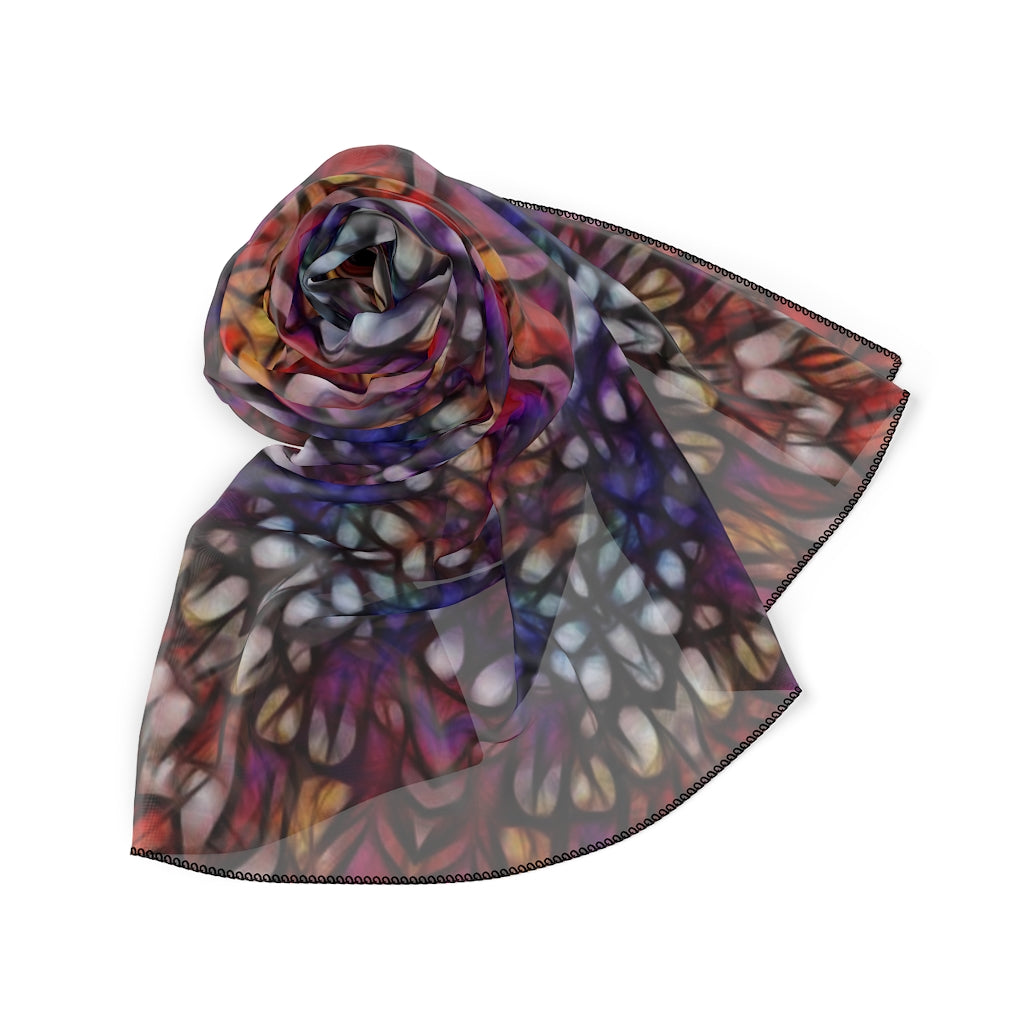 Blue Red Purple Kaleidoscope Poly Scarf