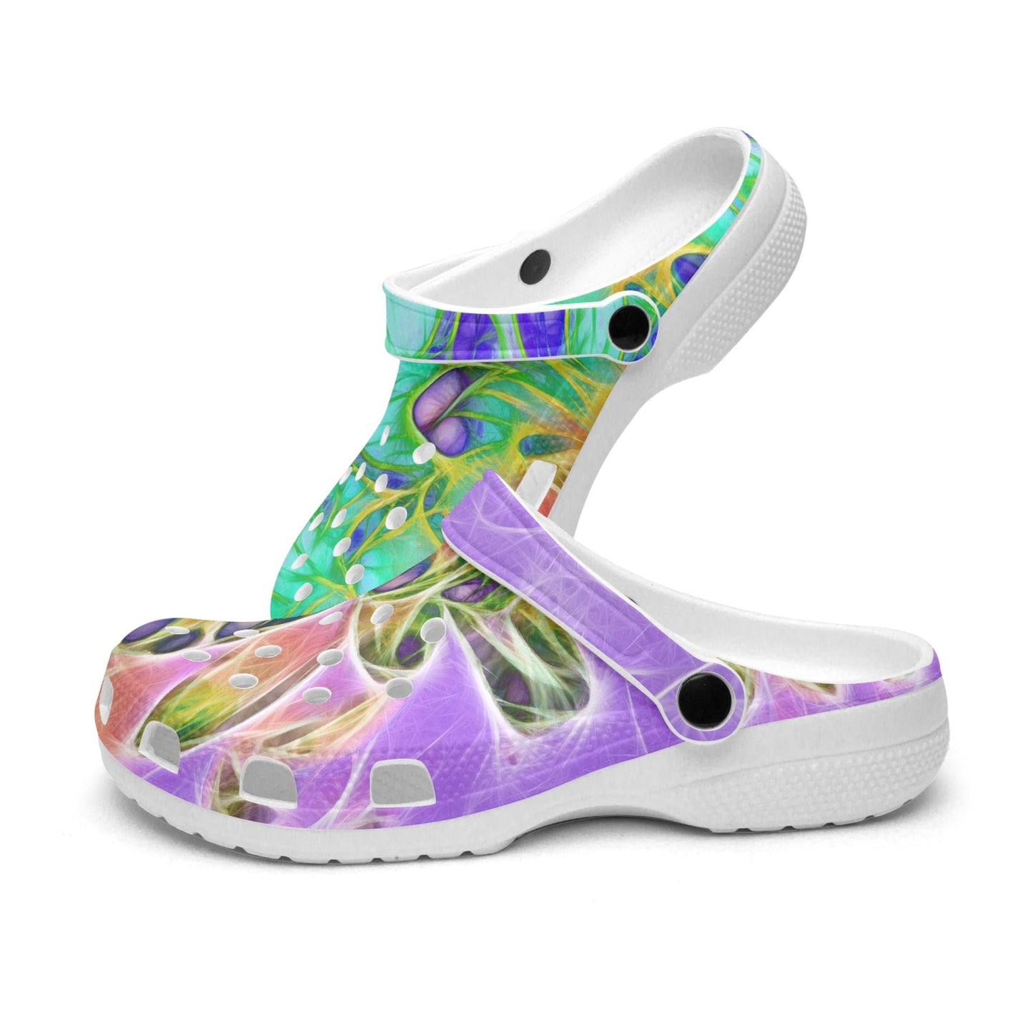 Abstract Peacock Chrysanthemum 413. All Over Printed Clogs