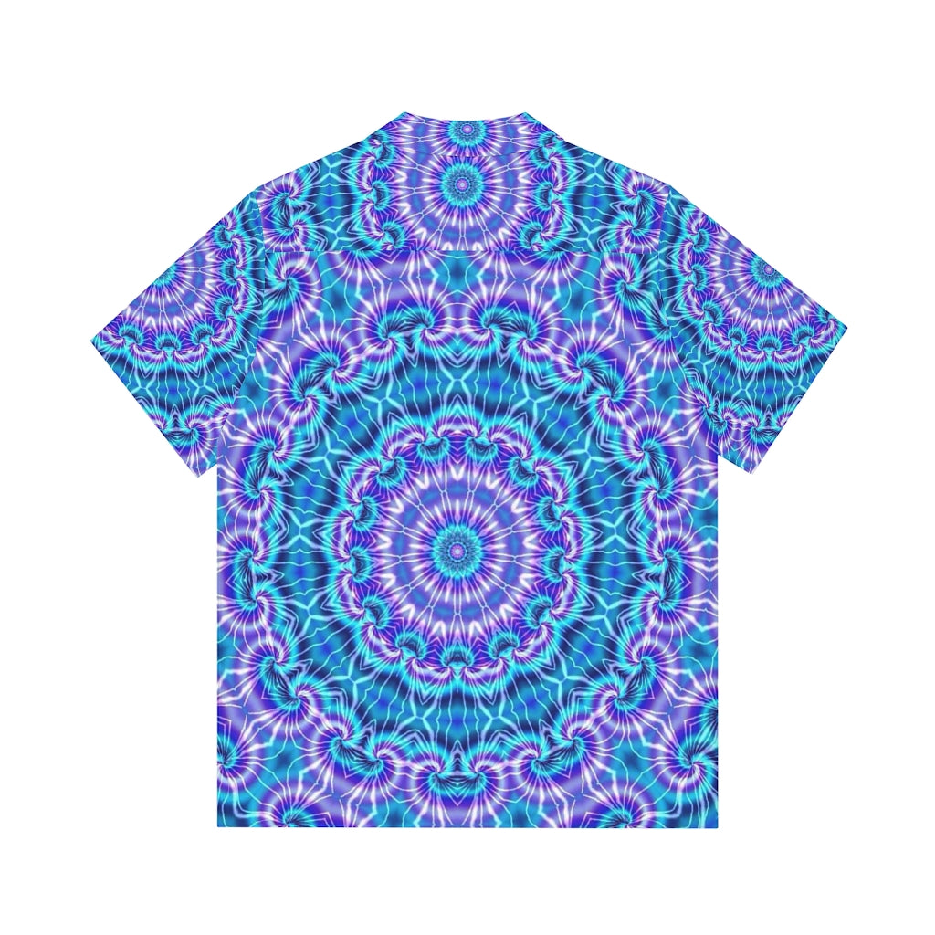 Blue and Purple Tie Dye Kaleidoscope Men's Hawaiian Shirt (AOP)