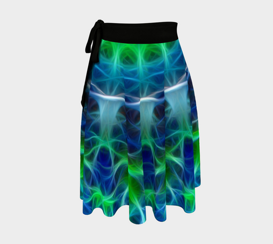 Green Blue Abstract Wrap Skirt