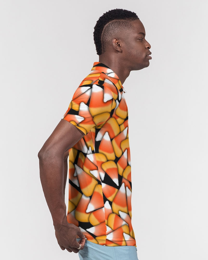 Candy Corn Pattern Men's Slim Fit Short Sleeve Polo