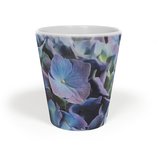 Blue and Purple Hydrangea Latte Mug, 12oz