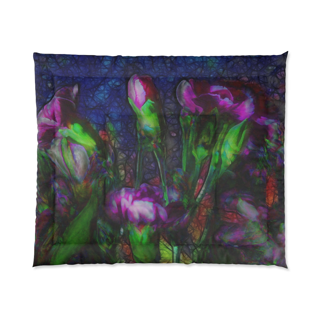 Abstract Pink Carnations Comforter